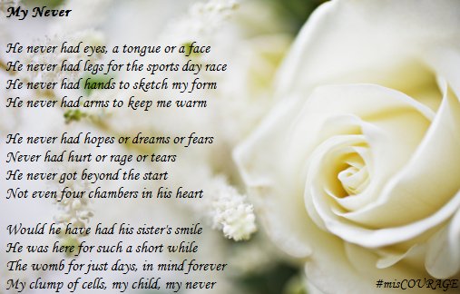 Beautiful poem by a mother about the heartache of miscarriage in honour of #NationalPoetryDay. Share your story here tommys.org/submit-your-mi…