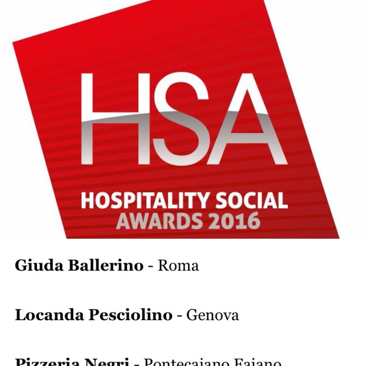 PEsciolino_Ge's tweet photo. #Pesciolino è finalista agli #HospitalitySocialAwards 2016  😍❤🎉🔝 #felicità #premiazione #grazie #soddisfazioni https://t.co/mLhr4PfT7U