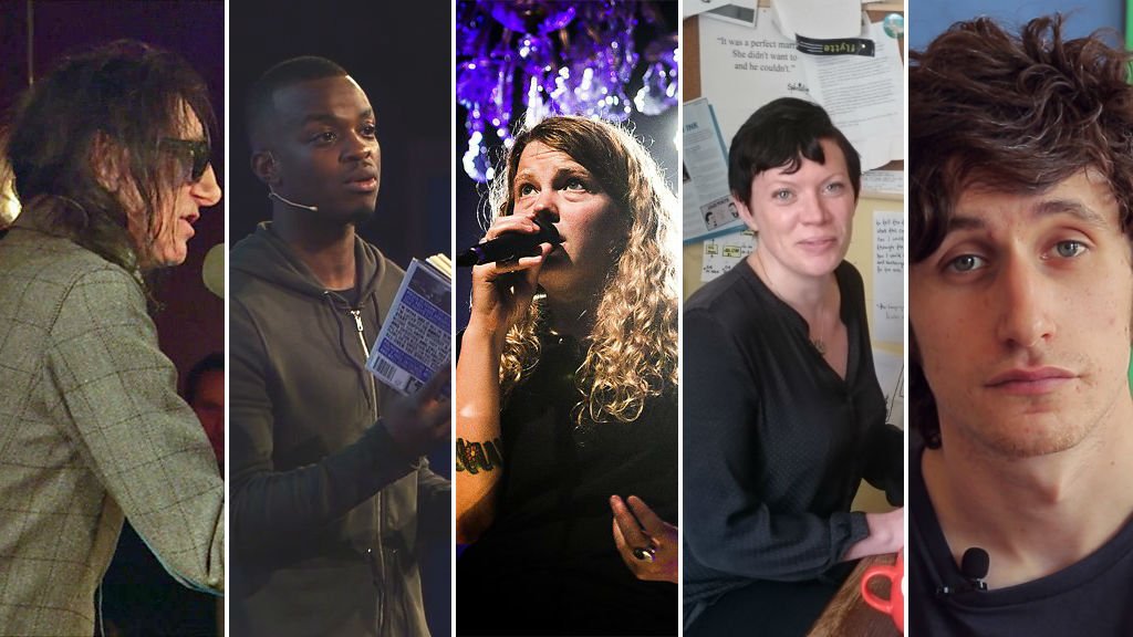 BBC's tweet photo. πPure poetry. An eclectic mix of spoken word talent, specially selected by @BBCArts this #NationalPoetryDay. π£ https://t.co/Rnh7I1eVdk https://t.co/ZVgGnVKytu