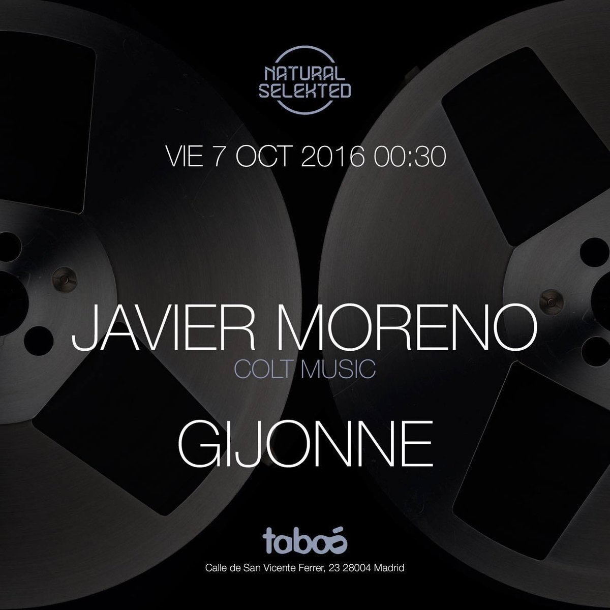Este VIERNES 7|10|16 en Taboo 2 GRANDES en Cabina!!! Toca Natural Selekted.

//DJ SET// Javier Moreno [Colt Music] + Gijonne.

Toca BAILAR!
