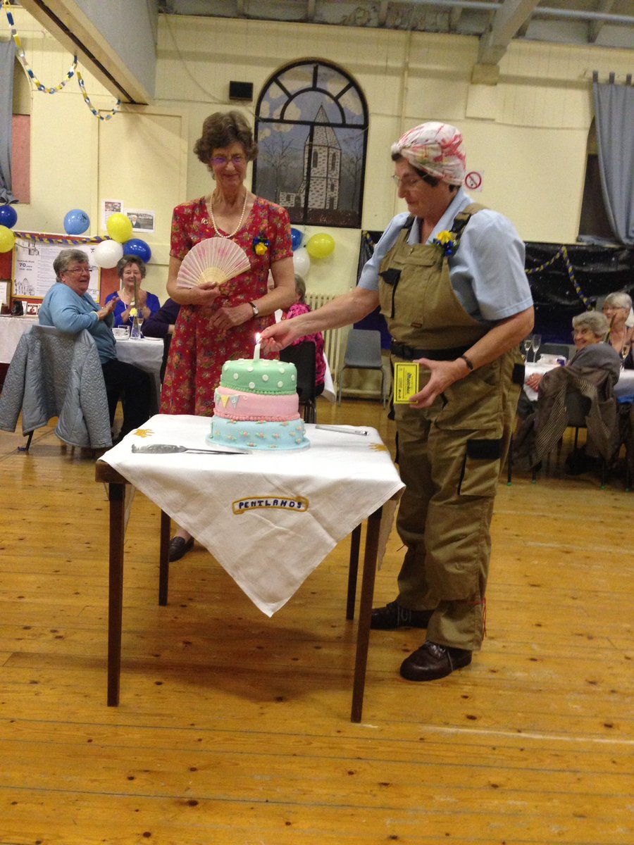 PentlandsSWI's tweet photo. Two of our 1940s ladies lighting the candle on our 70 years Anniversary cake #swi #pentlands #swri #rural #penicuik #party https://t.co/ga0FoNeKMQ