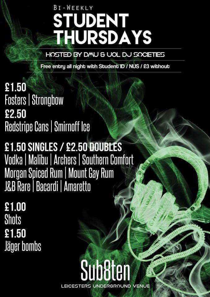Some drinks prices for tonights party with the Uol + <a href="/dmu_djsociety/">DmuDjSociety</a>!

Lets party x