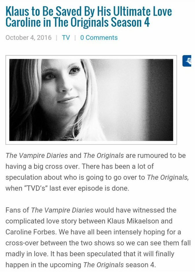 richcobalt's tweet photo. " Caroline is Klaus's ultimate love " #Klaroline https://t.co/lr1nae0ugU