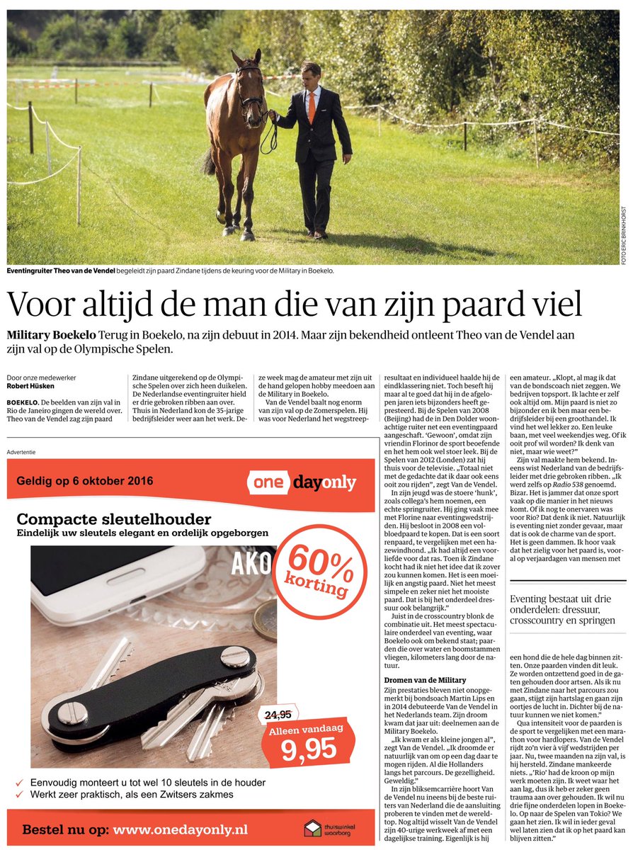 roberthusken's tweet photo. De sport is upcoming: eventing. Vandaag start Military Boekelo🏇. In #NRC mijn verhaal over Theo van de Vendel. "Ze noemden me zelfs op 538!" https://t.co/cYbYXY05Ws