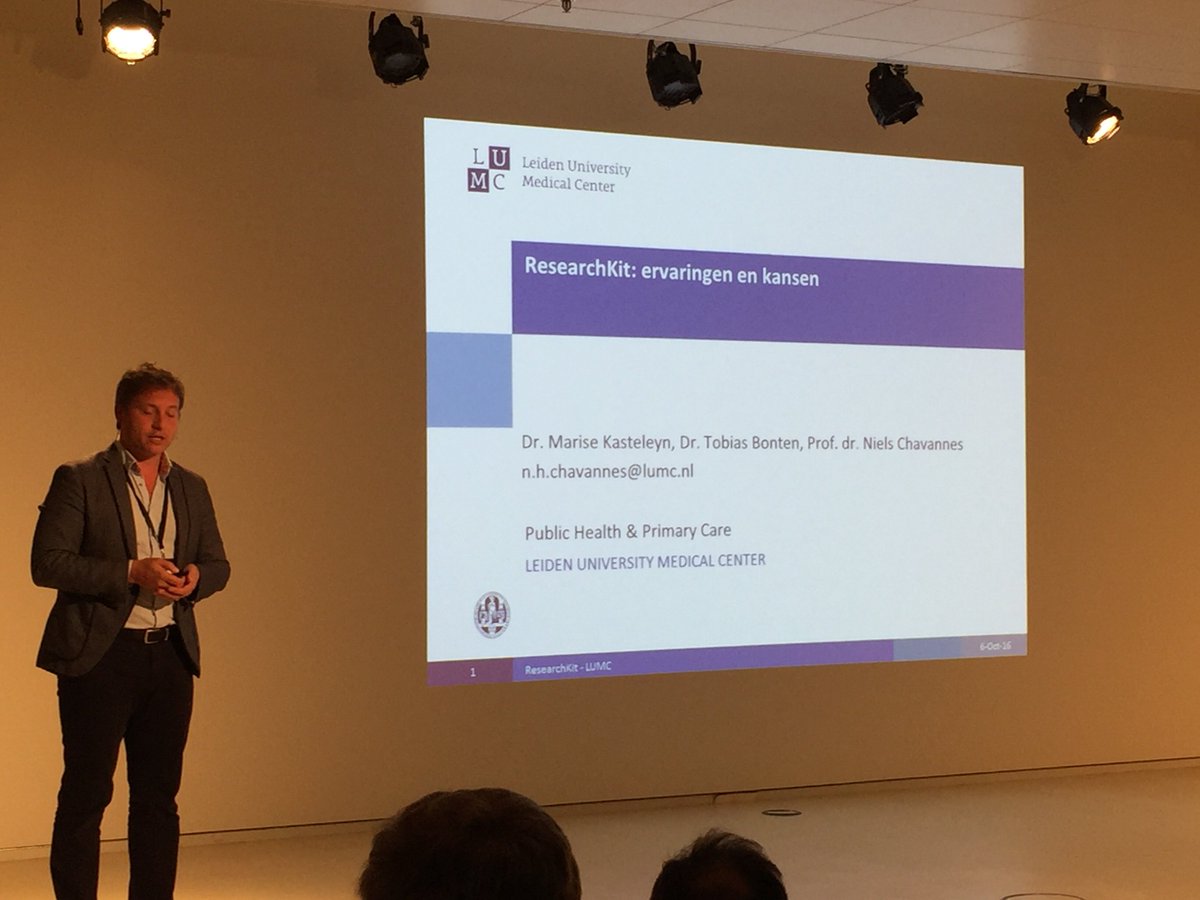 NFU_eHealth's tweet photo. Ook stuurgroeplid @NHChavannes presenteert tijdens #mhealthcongres. Interessante presentatie over Apple researchkit! https://t.co/TxR9vC8PMF