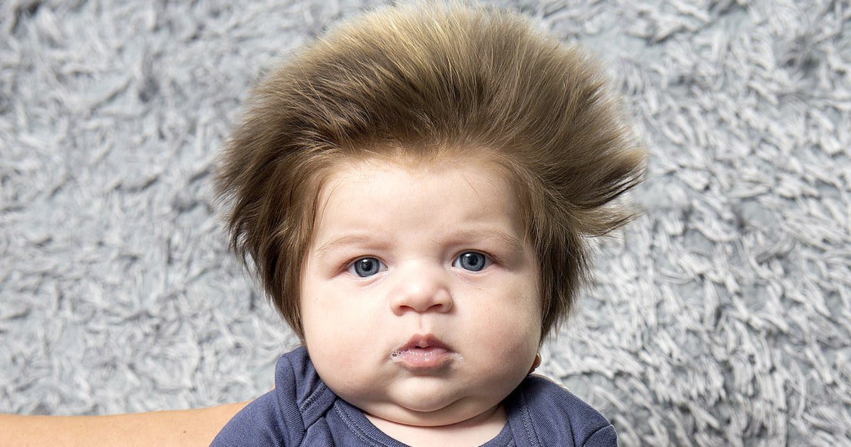 usweekly's tweet photo. This 9-week-old baby has incredible hair: https://t.co/W6JrtUd5sh https://t.co/CaRGk50ktK