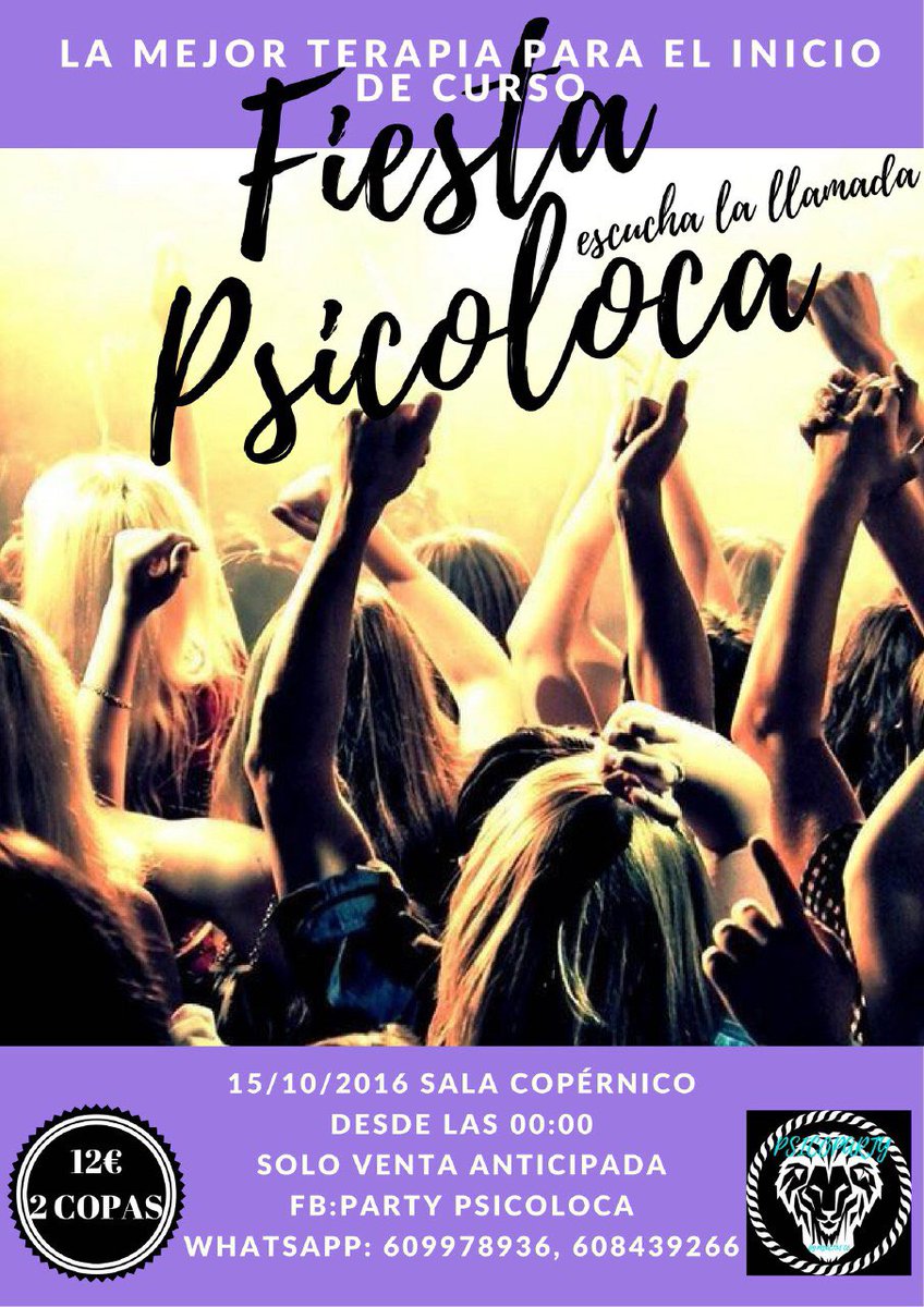 partypsicoloca's tweet photo. Ya está aquí la primera fiesta del curso de psicología!! Hazte ya con tu entrada...No te lo puedes perder!!! @InsertCoinUCM difusión plis 🙂🙂 https://t.co/DaS84UJNih