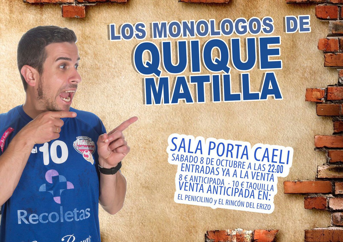 quiquematilla's tweet photo. Entre los que hagáis RT voy a sortear 1 ENTRADA DOBLE para verme este sábado a las 22h en Pucela, ¡en Portacaeli! https://t.co/EbRFMDAvCU