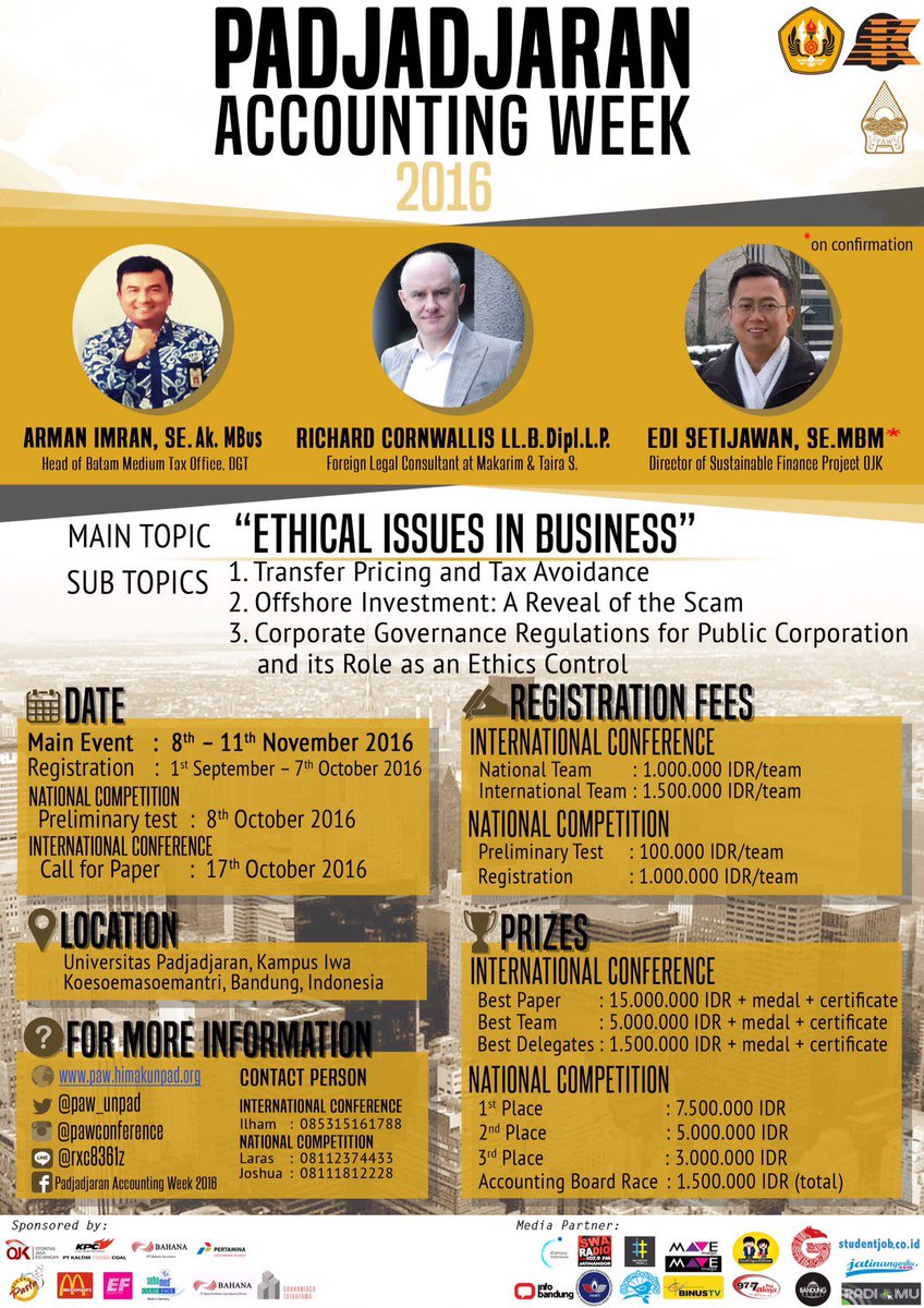 [H-1 CLOSEREG!!]

PADJADJARAN ACCOUNTING WEEK 2016

Now consisting International Conference &amp; National Competition