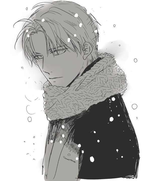 マフラー的なものを巻いている長谷部のあれが可愛いかなって描いてみたら寒い中完全待ちぼうけくらってるかわいそうな忠犬みたいになって… 