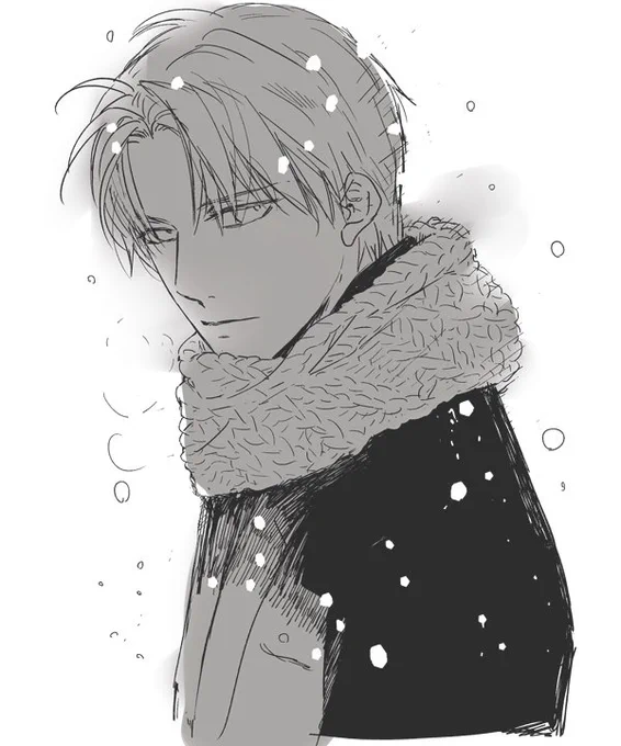 マフラー的なものを巻いている長谷部のあれが可愛いかなって描いてみたら寒い中完全待ちぼうけくらってるかわいそうな忠犬みたいになって… 