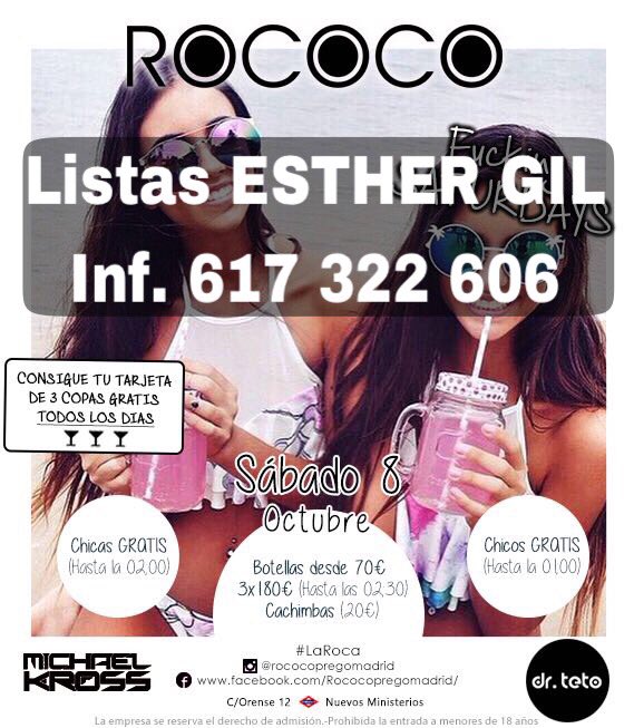 rococo_listas_'s tweet photo. 👄SÁBADO ROCOCÓ👄

👩GRATIS
👦GRATIS

📝Listas ESTHER GIL
📲 617 322 606

#rococo #listasrococo #rococolistas https://t.co/MHw4vHMikH