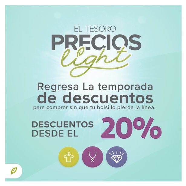 El_Tesoro's tweet photo. Los días m��s ligeros del año regresan el próximo lunes a @El_Tesoro. #PreciosLight https://t.co/DZ6Xg64iCQ
