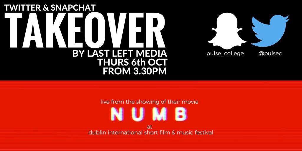 LastLeftMedia's tweet photo. Today Last Left TAKES OVER.. From 3.30PM we are taking control of   @Pulsec on snapchat and Twitter. Live from the Numb Cineworld screening. https://t.co/k2Zm22LM8A