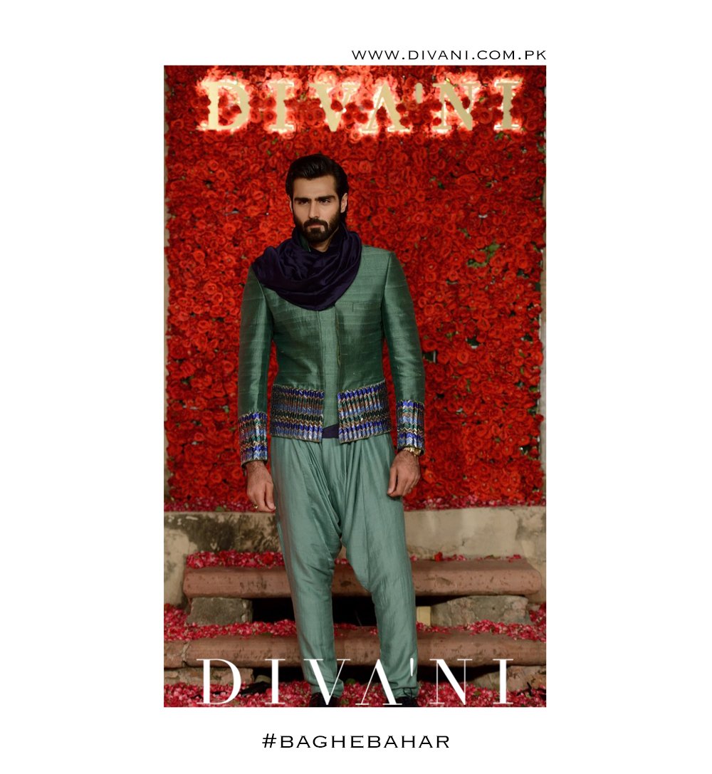 DivaniPakistan's tweet photo. Hasnain Lehri all stylish in metallic blade structured ensemble #divanipakistan #baghebahar https://t.co/Egip6NOcJn