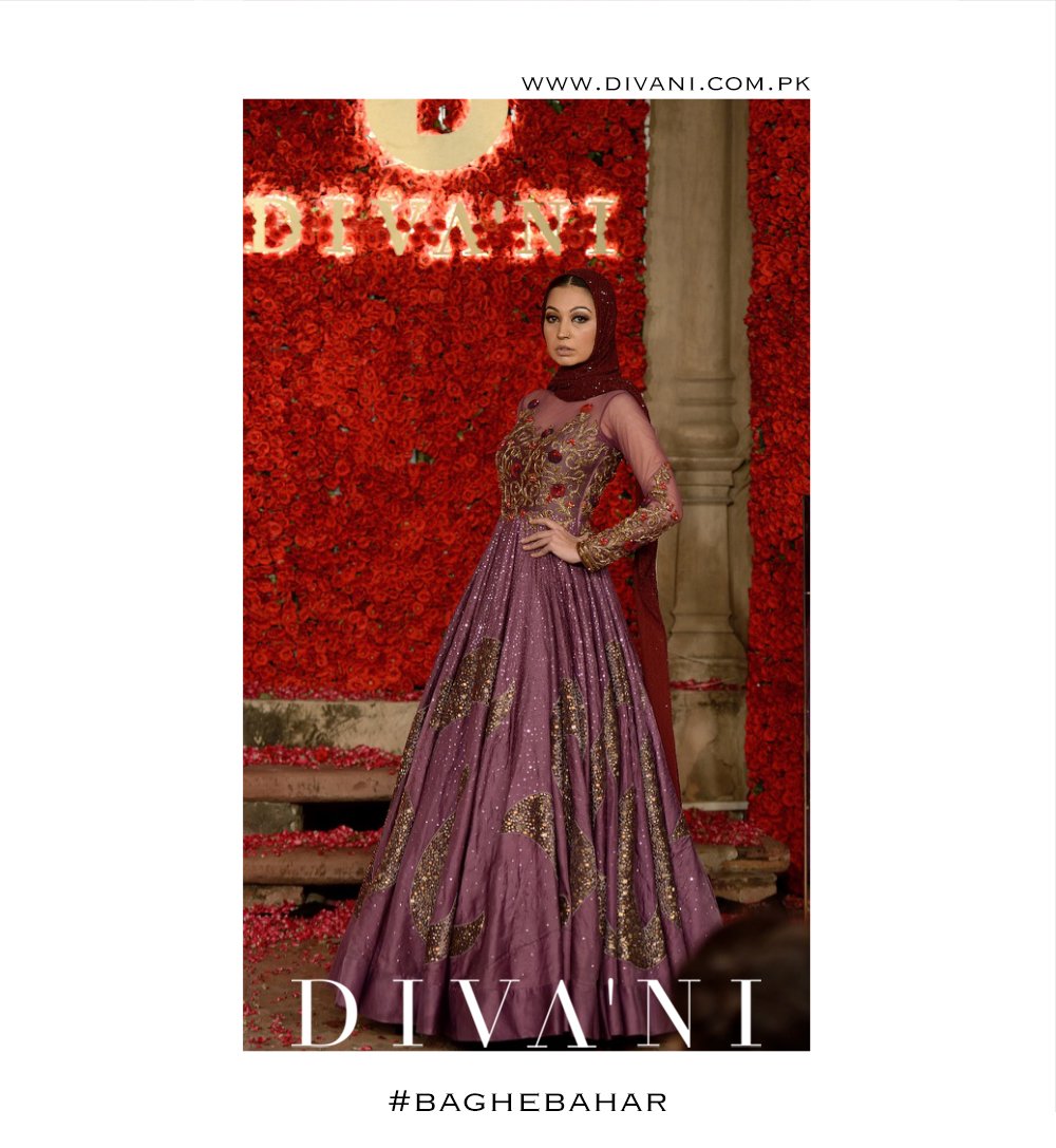 DivaniPakistan's tweet photo. Rubya Chaudhry effortlessly chic in this couture bespoke gown #divanipakistan #baghebahar https://t.co/C160qlKWUR