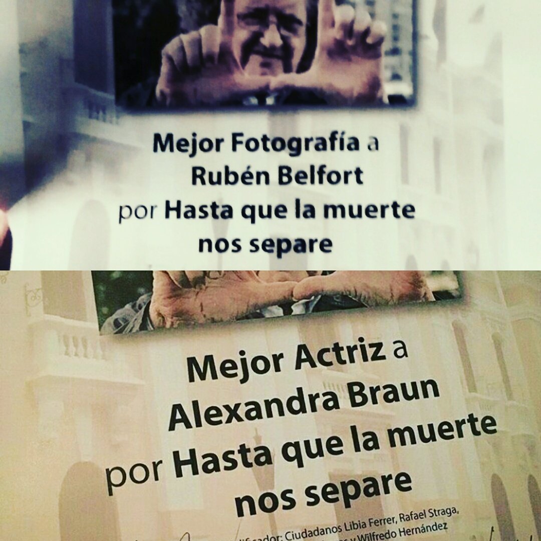 Galardonados en el #PremioMunicipaldeCine #RomanChalbaud #2016 #MejorFotografía #MejorActriz y #MejorActor #Gracias <a href="/alebraun/">ALEXANDRA BRAUN</a> <a href="/RubnBelfort/">Rubén Belfort</a>