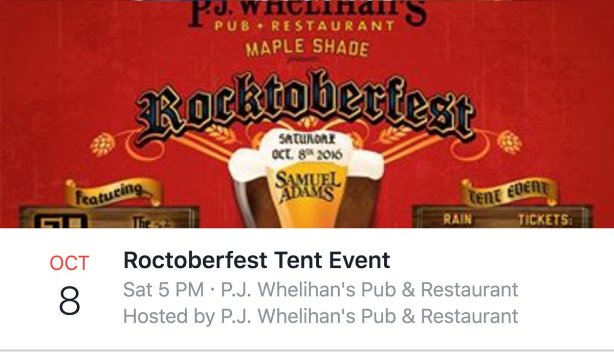 PJsPub's tweet photo. SATURDAY - #Rocktober #TentEvent at #PJsMapleShade Join @GoGoGadjetBand 4 an #Outdoor #Festival w/ #Food #Beer &amp; #LiveMusic #PJsDoesItBetter https://t.co/Fgk7EBxFvS