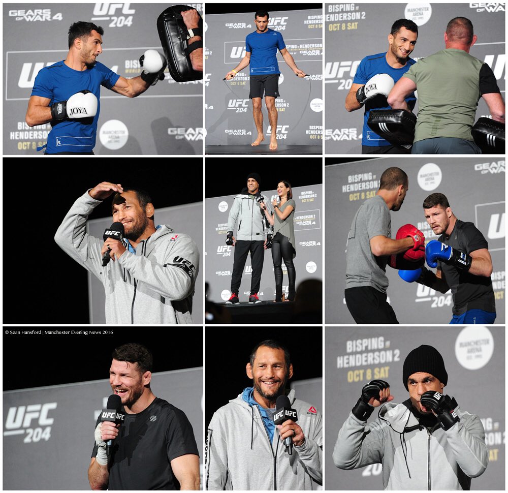 sean_hansford's tweet photo. @ufc 204 for @MENnewsdesk @SheldanKeay Michael @bisping @vitorbelfort @danhendo @mousasi_mma open workout at @ManchesterArena #UFC204 https://t.co/rjVLMnhg7j