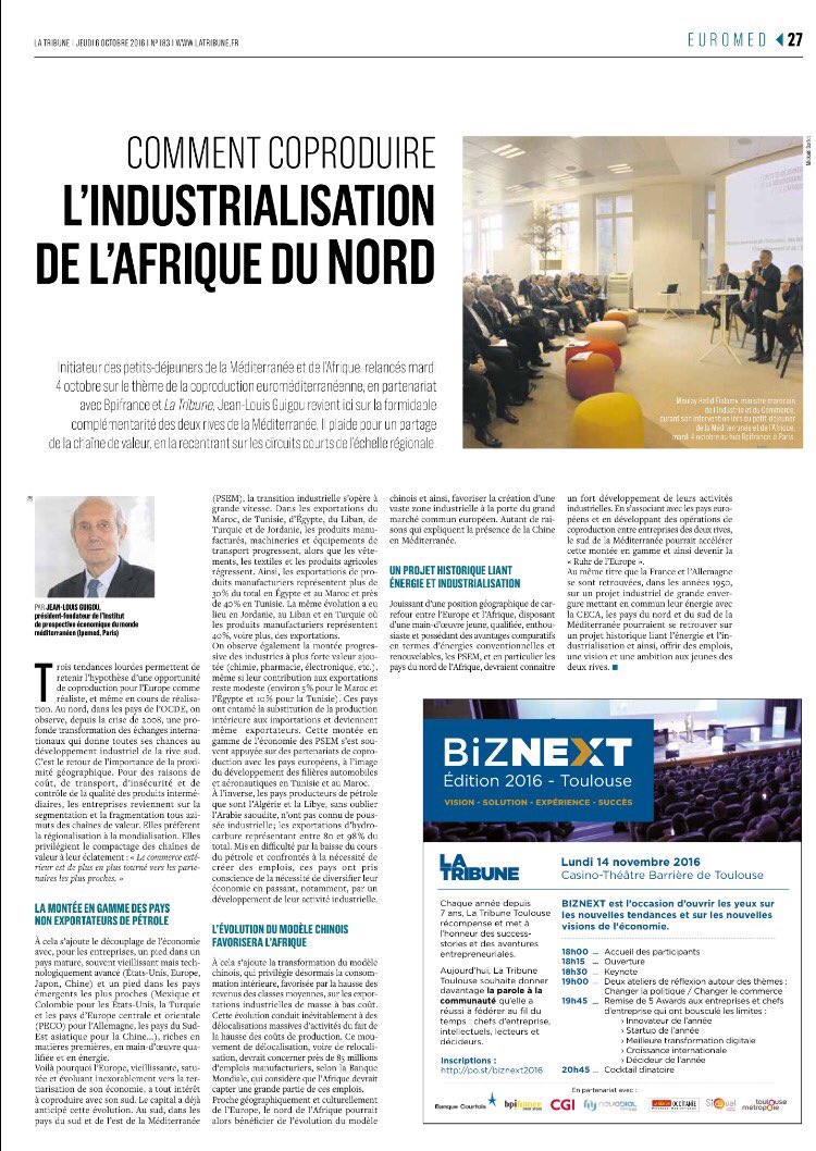 IPEMED's tweet photo. Comment #coproduire l'#industrialisation de l'#Afrique du Nord ? Par @JLGuigou @LaTribune #maghreb #economie https://t.co/YdaYYoSvNL