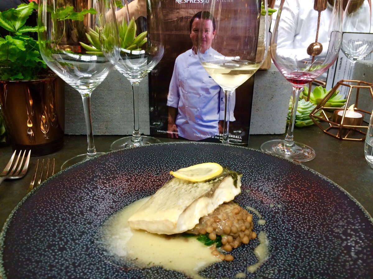 So fresh Bass cooked with vermouth, basil &amp; lemon <a href="/TheoRandall/">Theo Randall</a> #AtelierNespresso