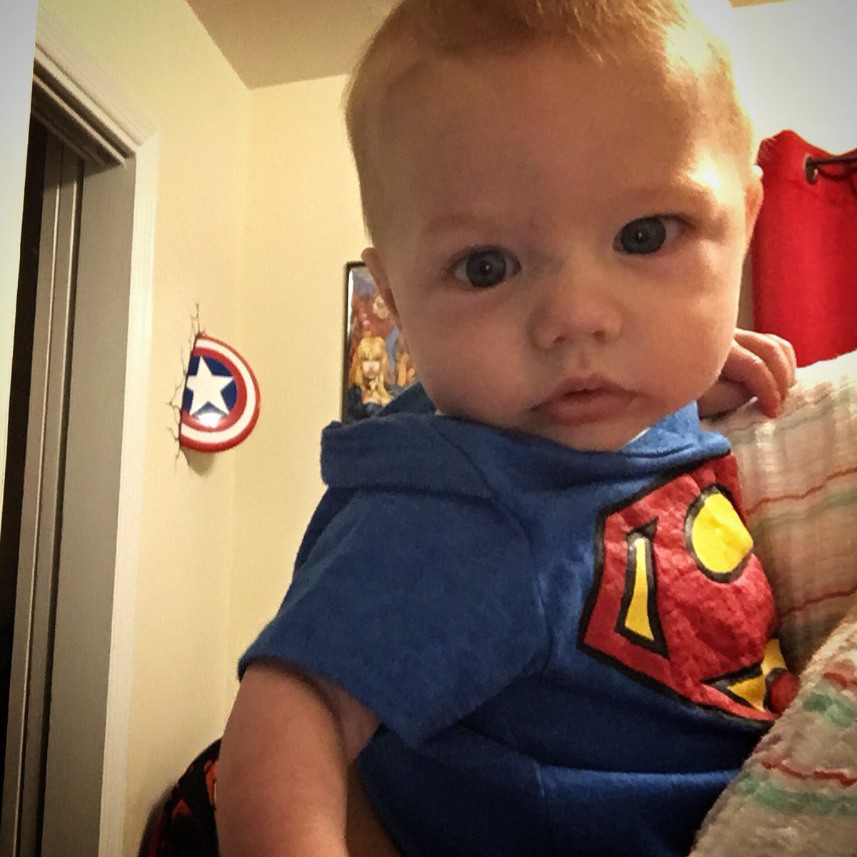coachhelensmith's tweet photo. This little dude is 5 months old already! #HappyBirthday #RavensNation #SupermanRules https://t.co/h7FE8NT0Re
