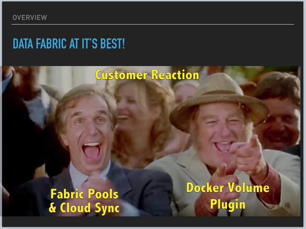 Jarett_JK's tweet image. How did customers react to the #FabricPool, #CloudSync, and #Docker #Volume #plugin #NetappInsight Demos? #waterboy