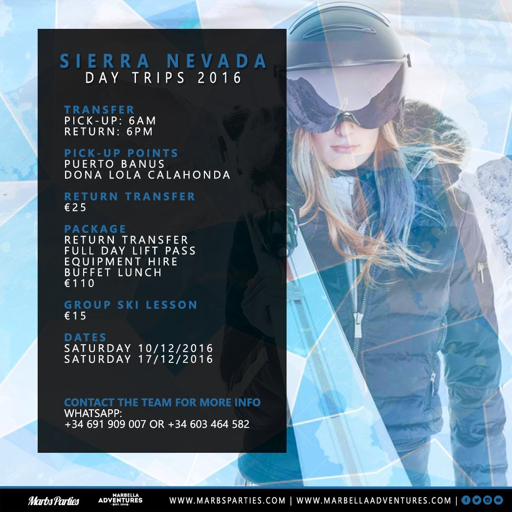 #SierraNevada day Trips 2016 for more info whatsapp +34 691 909 007 #Marbs #Marbella #DayTrips #Trip #ski #ThingsToDo