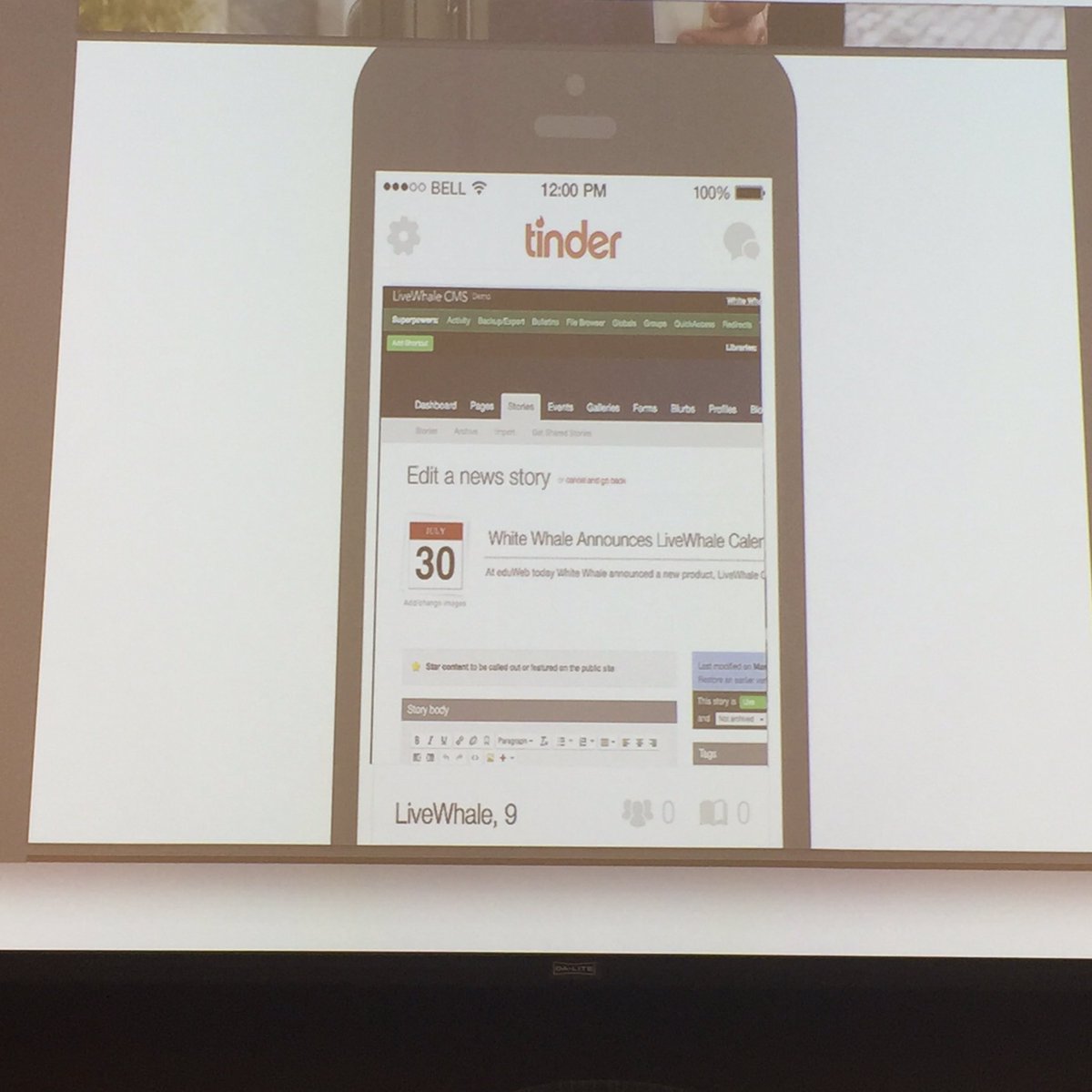 luxamnesiac's tweet photo. Super happy that @washcoll swiped right on @livewhale #lwdc #since2012 https://t.co/y1DI51eFoX
