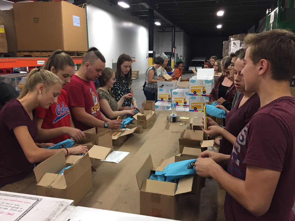 PRYMEsm's tweet photo. #PRYMENYC16 packing school supplies @WorldVision for kids. @MonctonWesleyan @timguptill https://t.co/wlFMjxlPMP