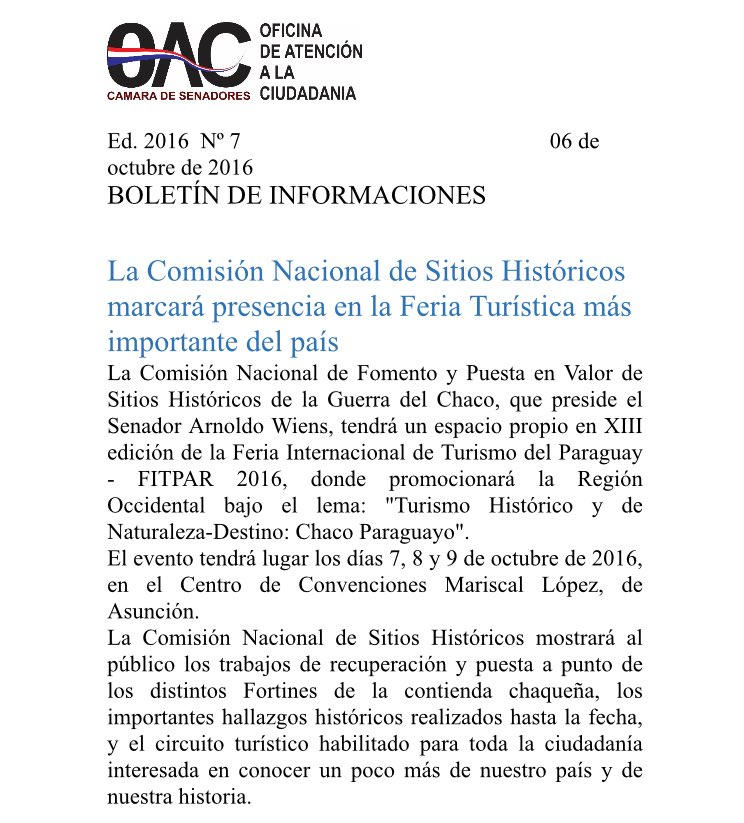 oac_senado's tweet photo. La Comisión Nacional de Sitios Históricos marcará presencia en la Feria Turística más importante del país @ley5528 @gabicant @SenadoresPy https://t.co/XmhkGKL8Bd