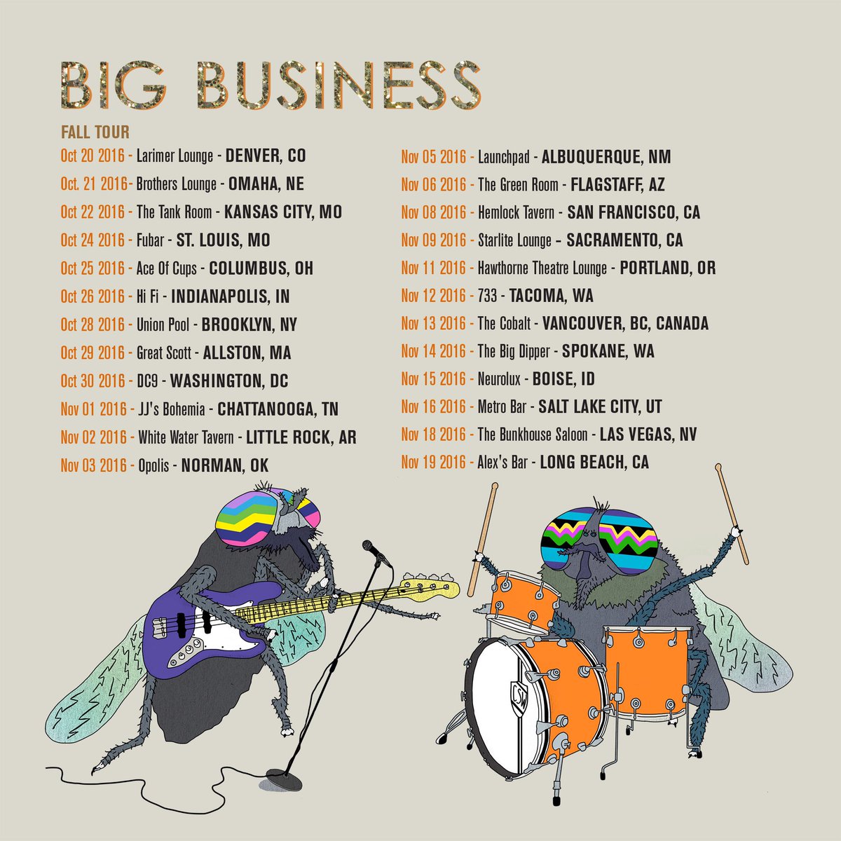 RegalTipSticks's tweet image. Be sure to check out Big Business on their U.S. Tour! Dates below