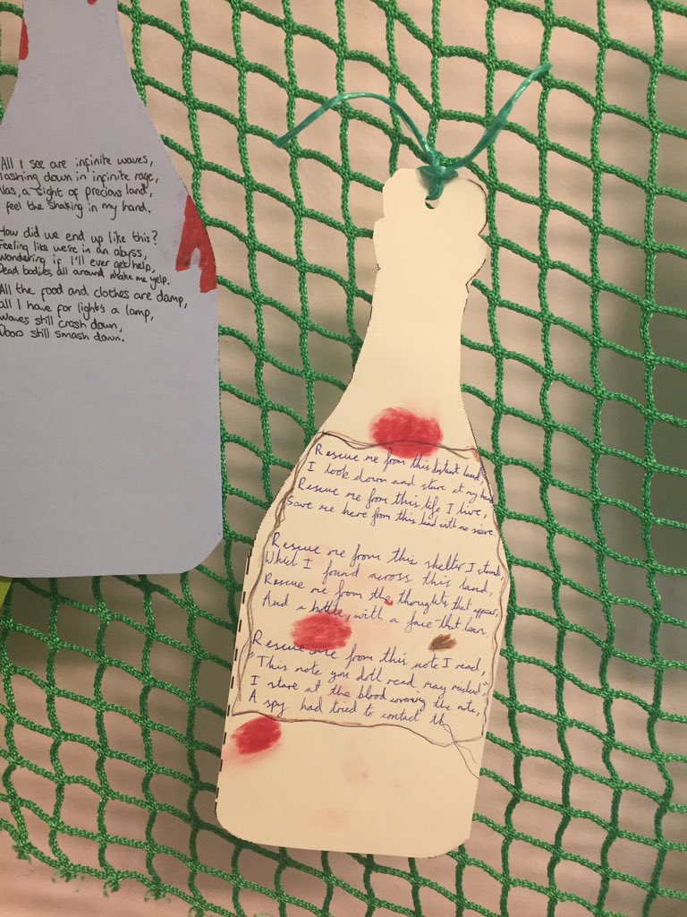 Danjjroberts's tweet image. Wonderful to see so many poems in bottles #NationalPoetryDay @DHSBoys