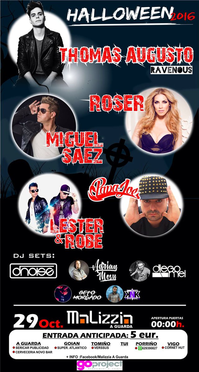 Ya tenemos nueva fecha! @thomasaugusto <a href="/RoserMR/">Roser💖</a> <a href="/MIGUELSAEZOFICI/">Miguel Sáez</a> <a href="/PapaJoeOficial/">Papa Joe</a> y <a href="/LesteryRobe/">Lester & Robe</a> os harán vibrar el 29 de Octubre en Malizzia
