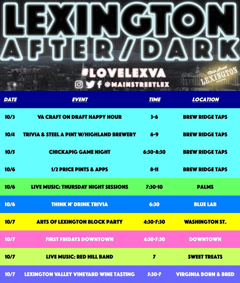 September has ended, so wake up to Lexington's October nightlife. #LoveLexVA