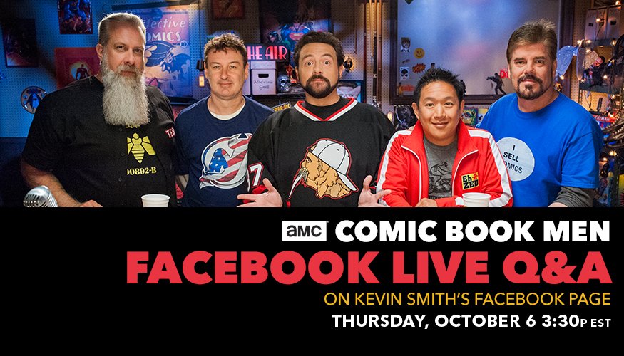 The <a href="/ComicBookMenAMC/">Comic Book Men</a> are #GeekingOut for their new season on Facebook Live at 3:30 ET on <a href="/ThatKevinSmith/">KevinSmith</a>’s page: bit.ly/2df24Qd