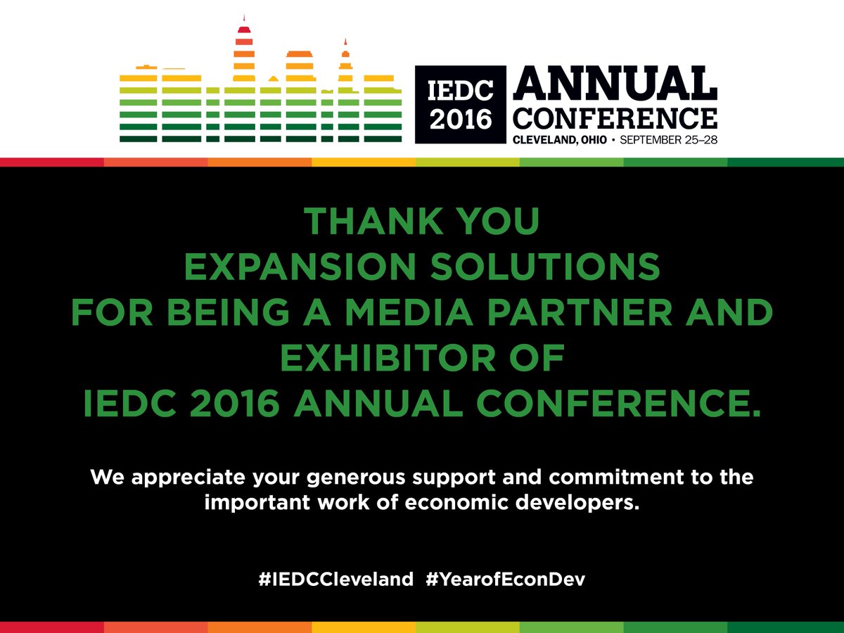IEDCtweets's tweet photo. Thanks for your support Expansion Solutions: @ExpansionSolMag #IEDCCleveland #YearofEconDev https://t.co/SLJkZ0FZfd