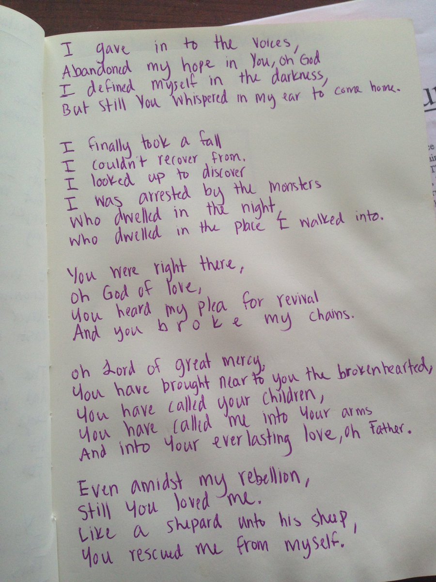 kgsimpson03's tweet photo. In honor of #NationalPoetryDay, I want to share a psalm I wrote when I was struggling with depression- Cast all your anxieties to Him https://t.co/APjWz8MMzJ