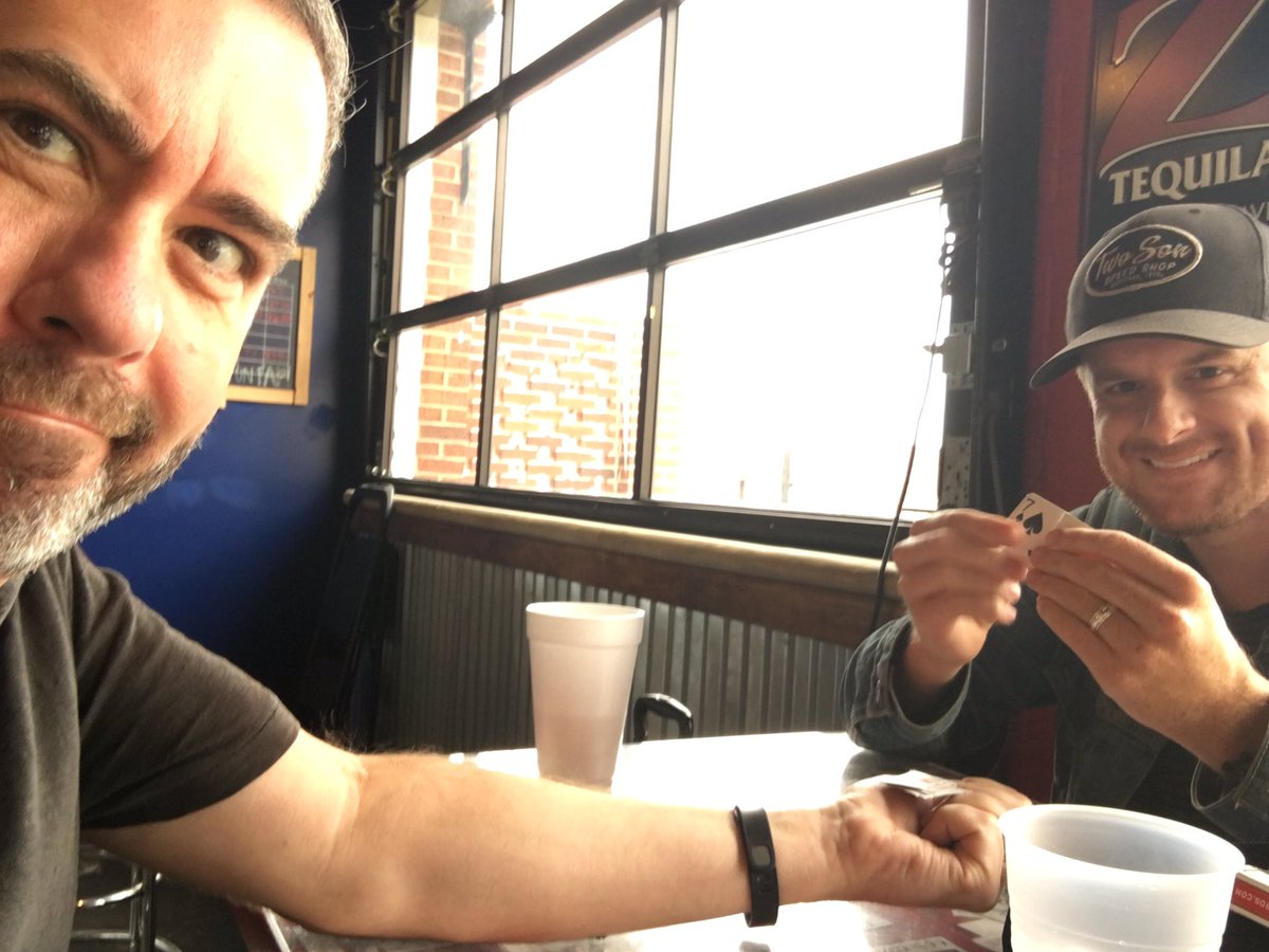 MarkMatlock's tweet photo. Quick, layover lunch with @iamjaredhall ...magic geekery happened. See Jared at @PlanetWisdom this season! https://t.co/kJF0uwqSc6 #fb https://t.co/Zf6zUlr2qz