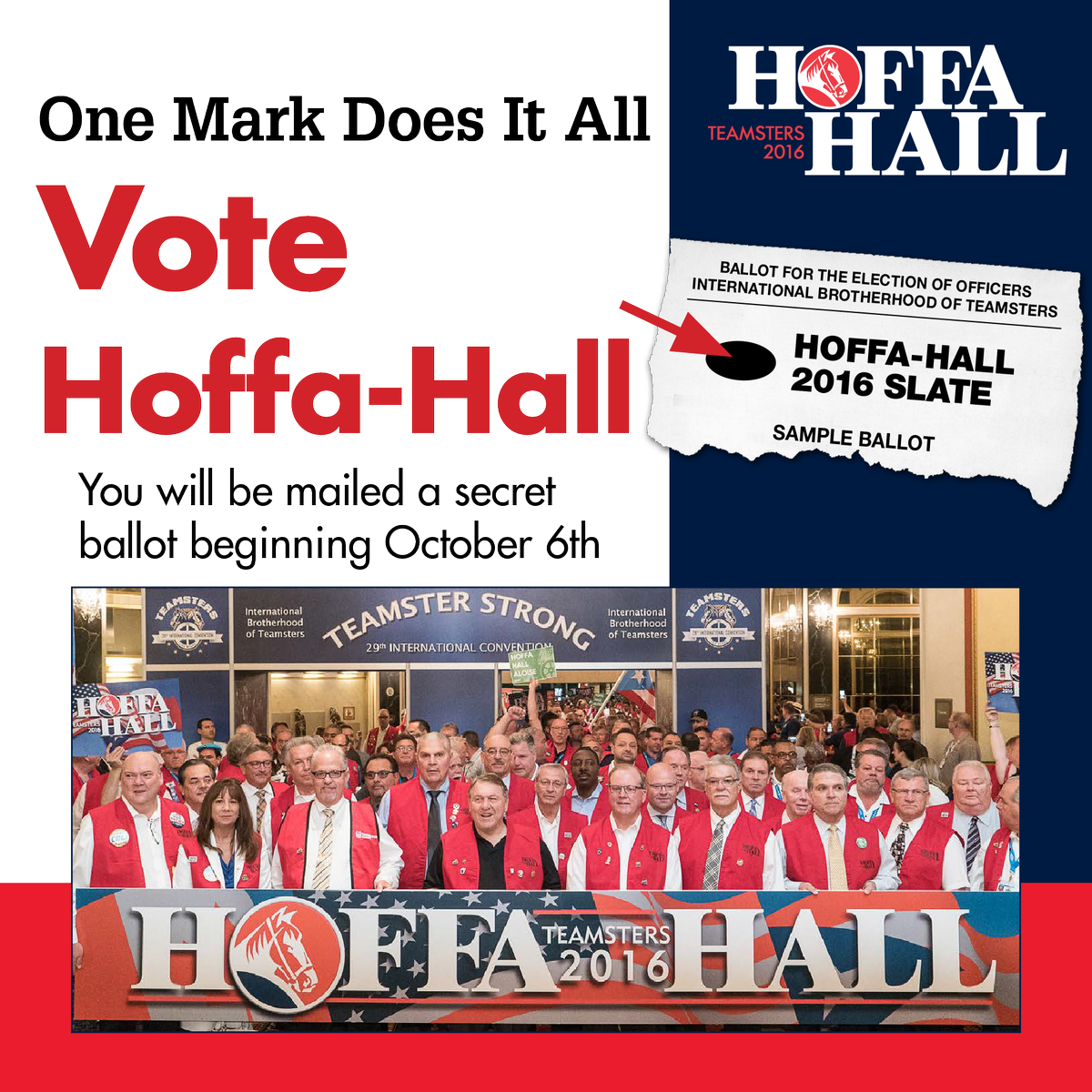HoffaHall2016's tweet photo. Today's the day #Teamsters! Be on the lookout for your ballot so you can vote for the #Hoffa2016 Slate: https://t.co/v3UJNi4KCw https://t.co/fTnBCKeySq