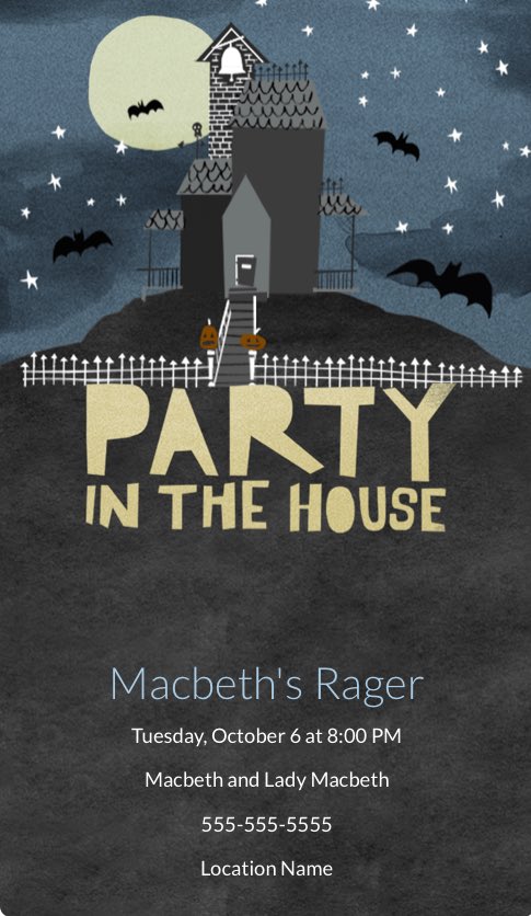 noah_banquo's tweet photo. Head over to Macbeth's house for a violence free night! #act2 #scene2 https://t.co/gENkZtnKz9