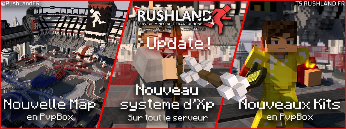 RushlandFR's tweet photo. ♻ UPDATE ♻ 
► Nouvelle #PVPBOX ! 
► Refonte des Kits ! 
► Système de niveau avec récompenses à la clé sur le serveur ! https://t.co/mDFFfvDepw