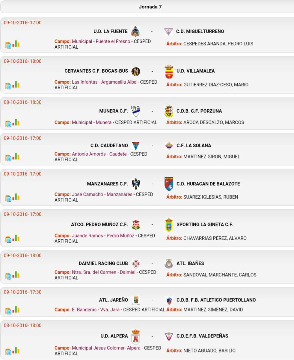 1ªPREFERENTE | Grupo I | Horarios y designaciones arbitrales correspondientes a la jornada 7.