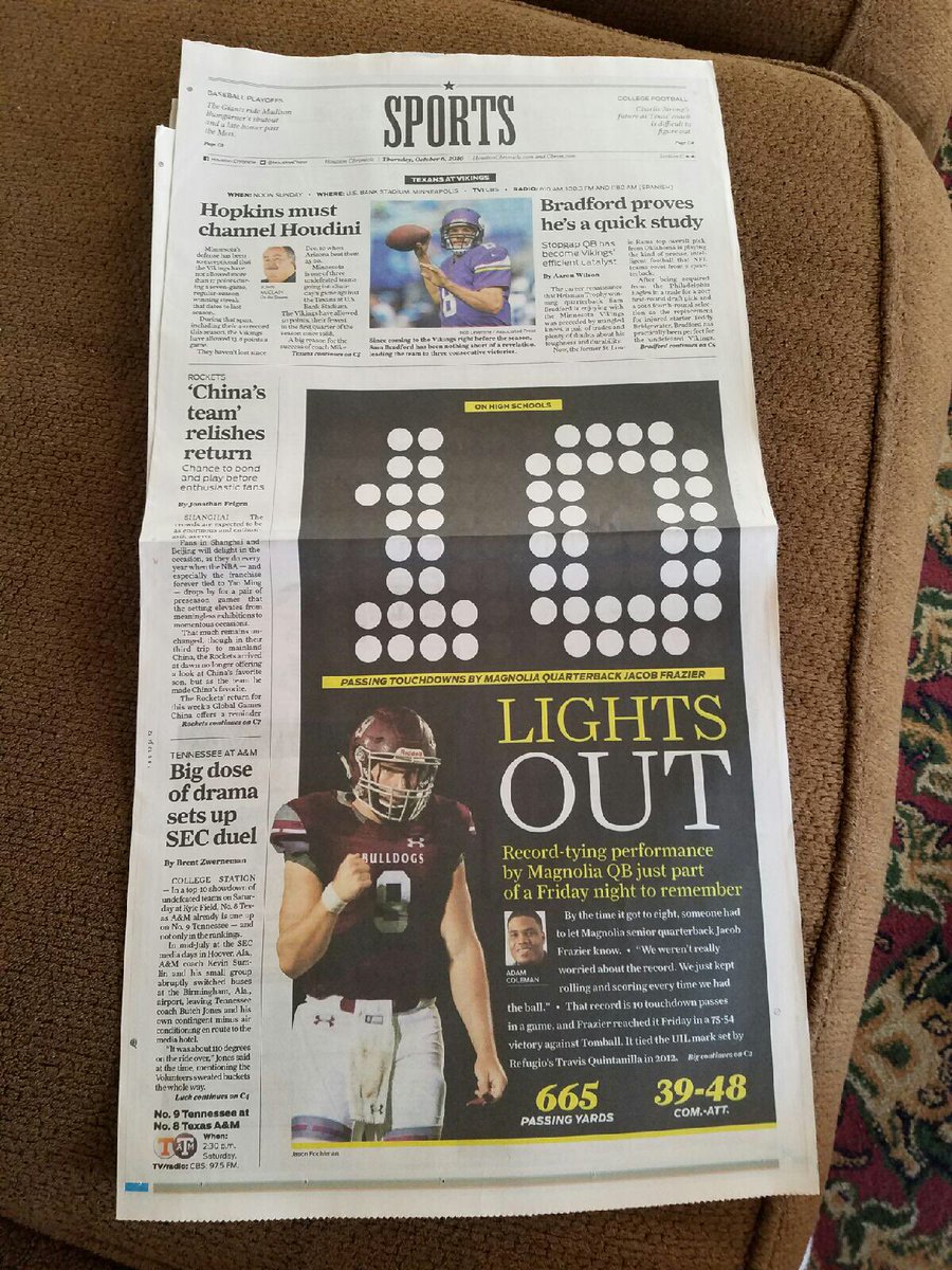 MagnoliaISD's tweet image. Wow! Check out the front page of the sports section of The Chronicle.