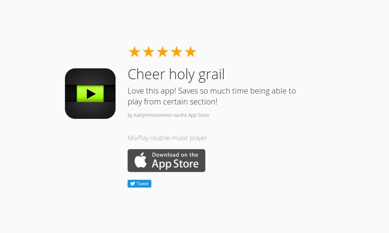 MixPlayApp's tweet image. 5 Star Review: "Cheer holy grail: Love this app! Saves so much time being able to play fro…" launchkit.io/reviews/mvoAbj…