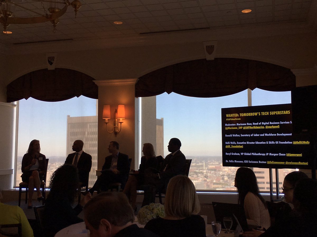 joseph_zeinoun's tweet photo. 'Tomorrow's Tech Stars' panel @Marianne_SAP @KelliLWells @FelixMoesner & JP Morgan: skills matching, school investments focus #SAPIdeasForum https://t.co/DoTLKF4L0S