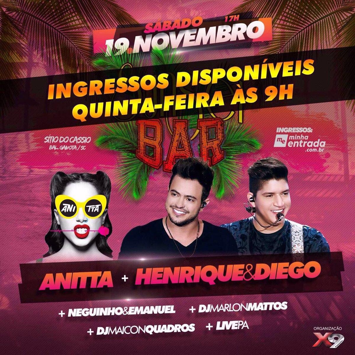 SunsetBar_'s tweet photo. Os ingressos já estão disponíveis nos pontos de vendas! #vemprosunset #SunsetBar @Anitta @henriqueediego 🌅🙏🏻 https://t.co/hDRruxRGyX