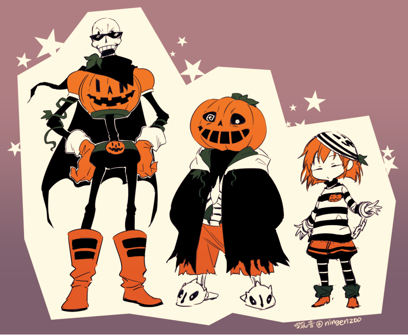 "なんかこうハロウィンっぽいの"以外なにも考えず描いたらサンズ成分が限りなく0%に近くなって一人笑ってる。 https://t.co/uWDqppWFGO