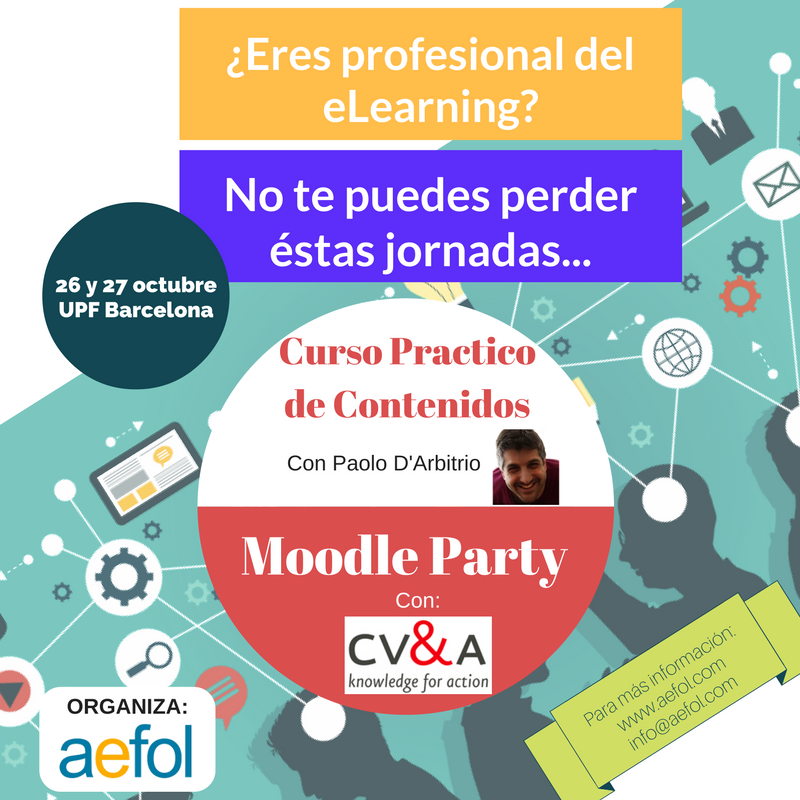 AEFOL's tweet image. 📆 ¡26 y 27 OCT en @univpompeufabra  BCN!
📢 Curso Práctico #elearninganalytics con #xAPI + Moodle Party
Incríbete↪ goo.gl/lcbglk
