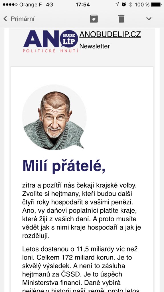 JanBeran5's tweet photo. Vsichni se mame letos diky #anobudelip  o 11,5 miliard lepe. Skvele! Trojclenka je nekompromisni...takze @andrejbabis - dluzite mi litr! https://t.co/pPYjv6iCSZ